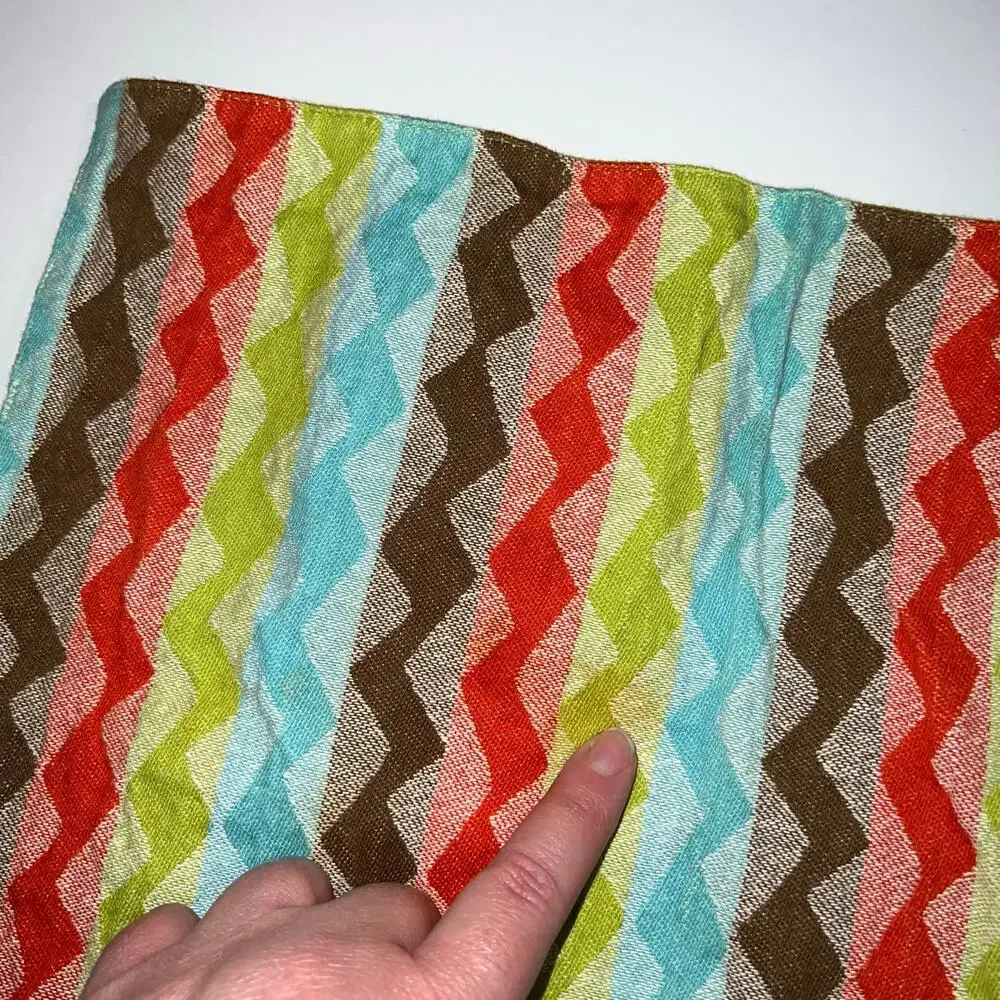 Table Runner Bright and Colorful Wave Chevron Pattern Green Blue Red Brown